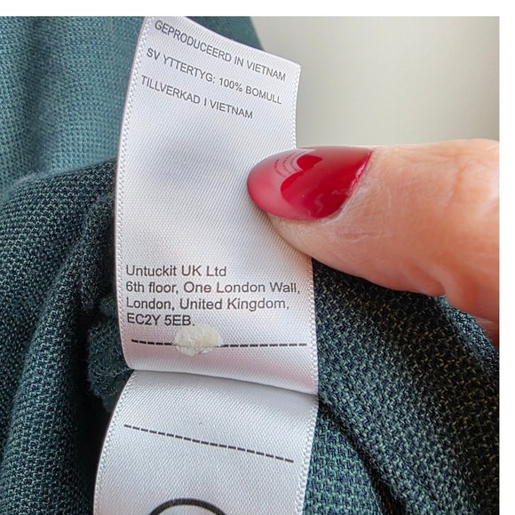 UNTUCKit Veneto WF Mens XL Regular Fit Wrinkle Free Button Down Shirt Green - Picture 9 of 9